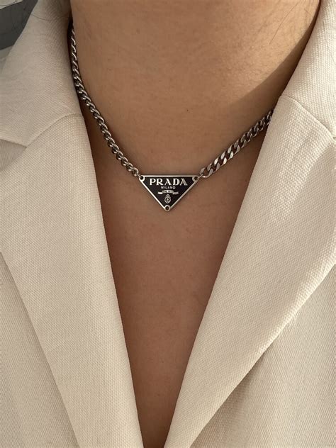 women's prada necklace|prada symbol necklace.